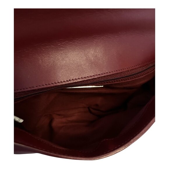 Adrienne Vittadini Genuine Leather Shoulder Bag – Burgundy with Embroidered Desi - Picture 5 of 6